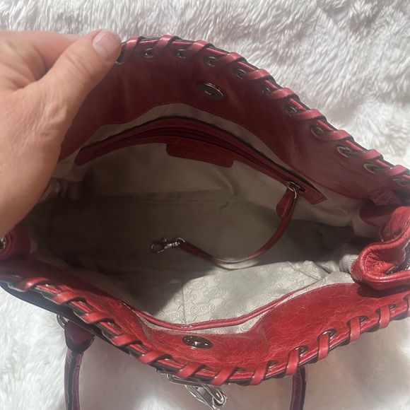 MICHAEL KORS HAMILTON HIPPIE GROMMET DARK RED QUILTED LEATHER SATCHEL BAG - Picture 13 of 14